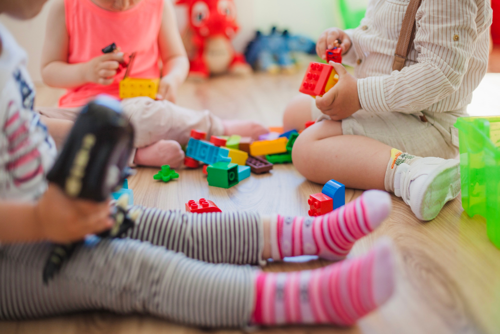 crop children with toys