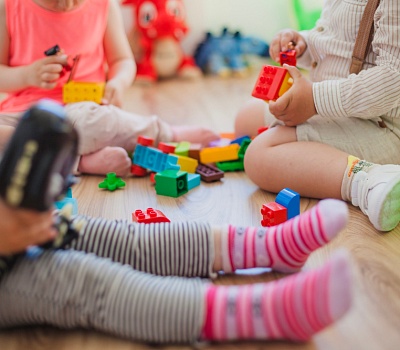 crop children with toys